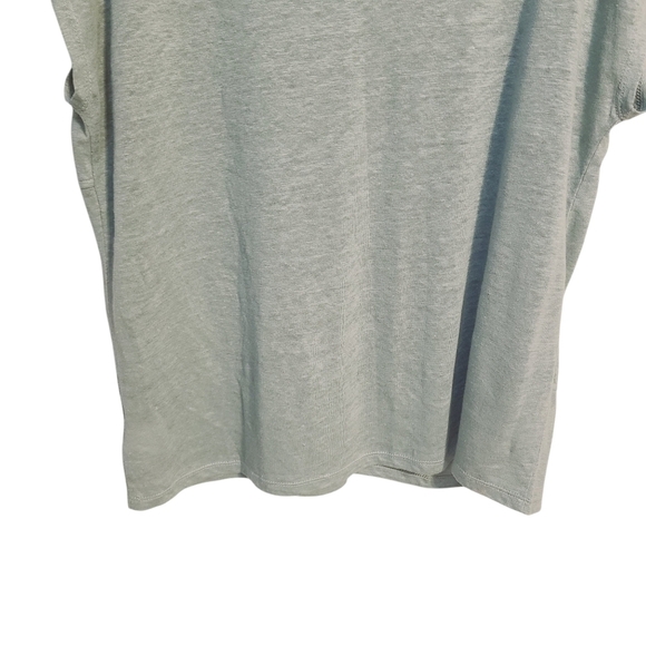 Sigrid Olsen | Women's Light Green Linen Short Sleeve Blouse (Size XL) - Picture 11 of 12